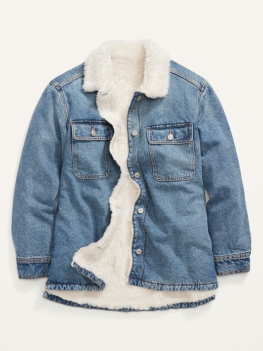 Image number 4 showing, Cozy Sherpa-Lined Jean Shacket for Women