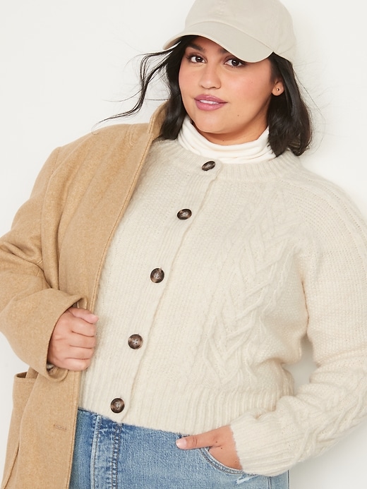 Image number 7 showing, Cropped Cable-Knit Cardigan Sweater
