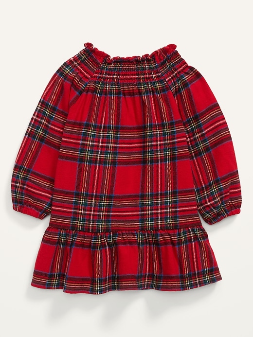 View large product image 2 of 3. Plaid Flannel Long-Sleeve Dress for Baby