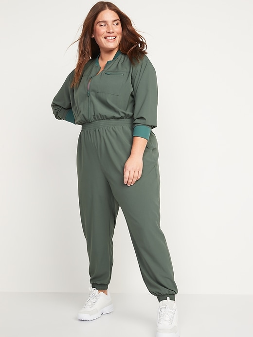 Image number 7 showing, StretchTech Cropped Zip Bomber Jumpsuit