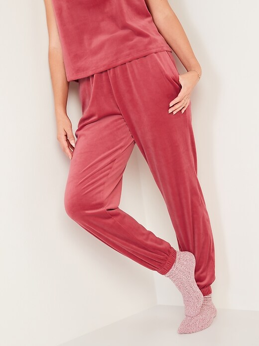 Image number 5 showing, High-Waisted Luxe Velvet Jogger Sweatpants