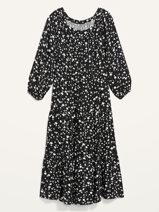 Image number 4 showing, Long-Sleeve Floral-Print Tiered Midi Swing Dress