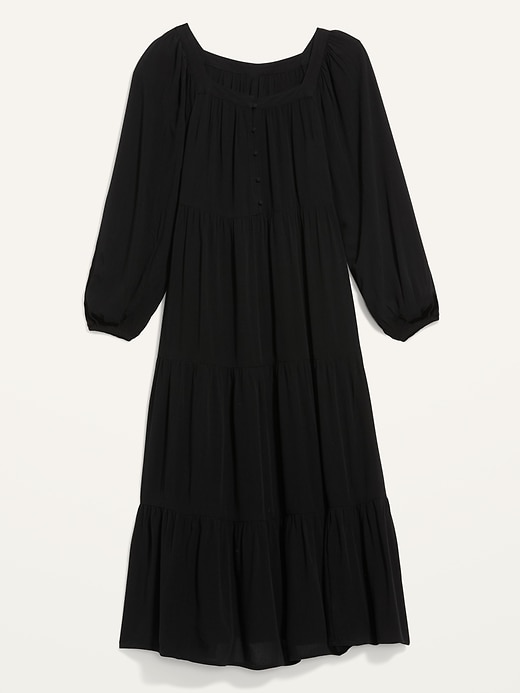Image number 4 showing, Long-Sleeve Button-Down Tiered Maxi Swing Dress
