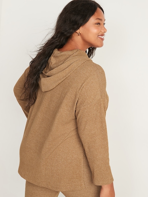 Image number 8 showing, Cozy Oversized Rib-Knit Tunic Hoodie
