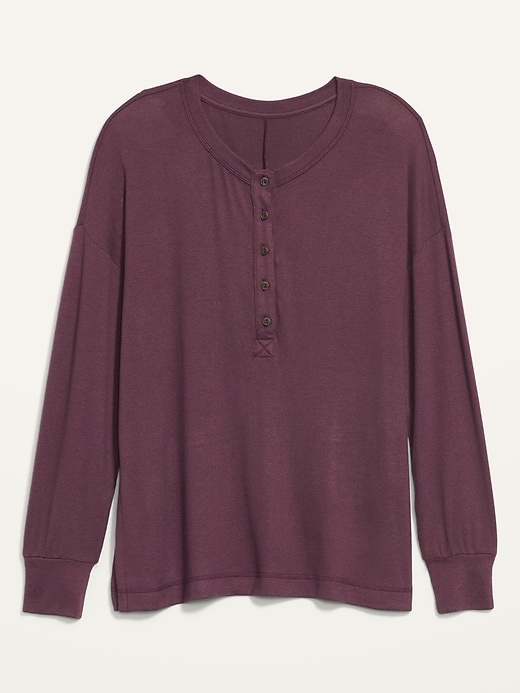 Image number 4 showing, Long-Sleeve Plush-Knit Henley Tunic T-Shirt