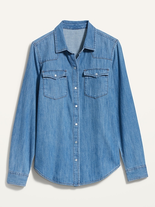 Image number 4 showing, Medium-Wash Western Jean Shirt