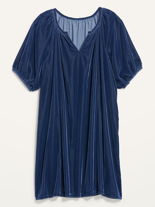 Image number 4 showing, Puff-Sleeve Velvet Mini Shift Dress