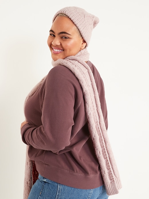 Image number 3 showing, 2-Pack Cable-Knit Beanie And Scarf Set For Women