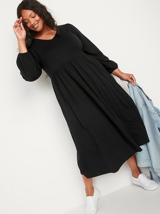 Image number 7 showing, Long-Sleeve Fit & Flare Slub-Knit Midi Dress