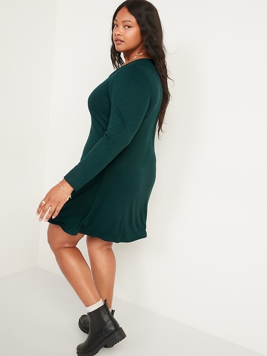 Image number 8 showing, Fit & Flare Rib-Knit Long-Sleeve Mini Dress