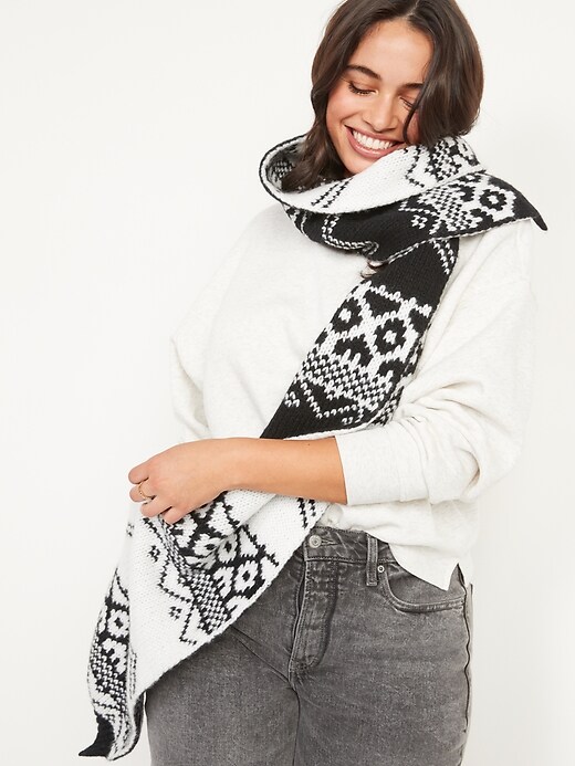 View large product image 1 of 2. Printed Sweater-Knit Scarf For Women