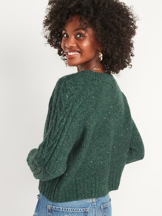 Image number 6 showing, Cropped Cable-Knit Cardigan Sweater