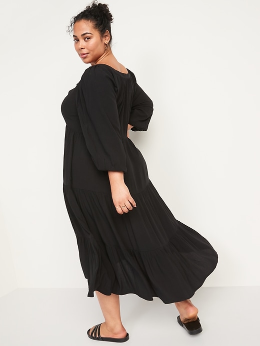 Image number 8 showing, Long-Sleeve Button-Down Tiered Maxi Swing Dress