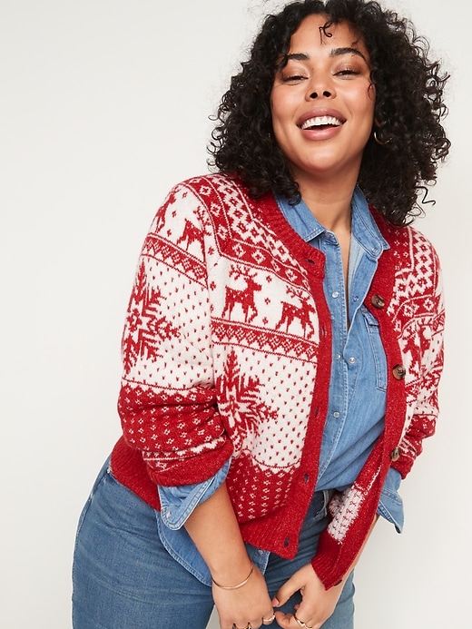 Image number 7 showing, Fair Isle Button-Front Cardigan Sweater