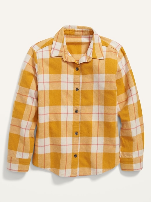 View large product image 1 of 2. Cozy Long-Sleeve Button-Front Plaid Shirt for Girls