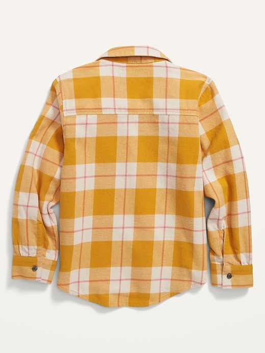 View large product image 2 of 2. Cozy Long-Sleeve Button-Front Plaid Shirt for Girls