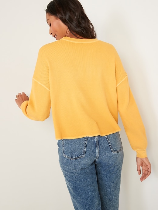 Image number 6 showing, Long-Sleeve Cropped Waffle-Knit Easy T-Shirt