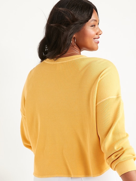 Image number 8 showing, Long-Sleeve Cropped Waffle-Knit Easy T-Shirt