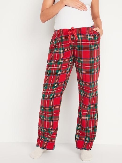 View large product image 1 of 1. Maternity Holiday Flannel Pajama Pants