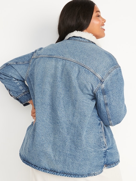Image number 2 showing, Cozy Sherpa-Lined Jean Shacket for Women