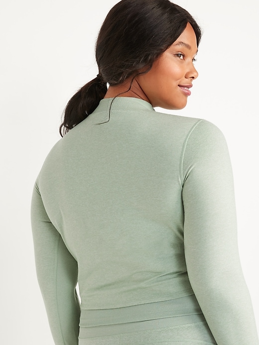 Image number 8 showing, CozeCore Long-Sleeve Cropped Rib-Paneled Top