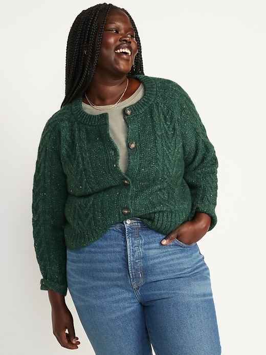 Image number 7 showing, Cropped Cable-Knit Cardigan Sweater