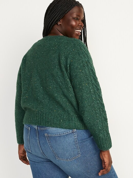 Image number 8 showing, Cropped Cable-Knit Cardigan Sweater
