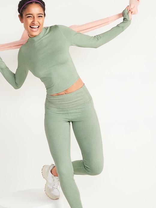 Image number 3 showing, CozeCore Long-Sleeve Cropped Rib-Paneled Top