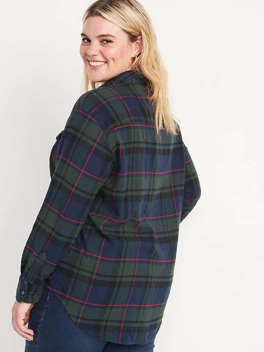 Image number 8 showing, Oversized Plaid Flannel Boyfriend Tunic Shirt