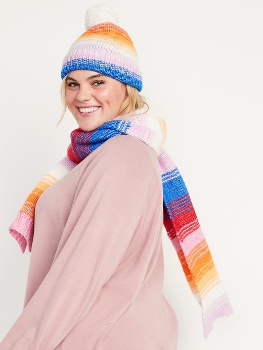 Image number 3 showing, 2-Pack Printed Pom-Pom Beanie And Scarf Set For Women