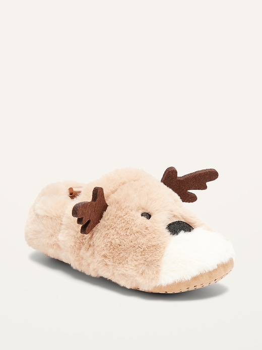 View large product image 1 of 1. Unisex Faux-Fur Critter Slippers for Baby