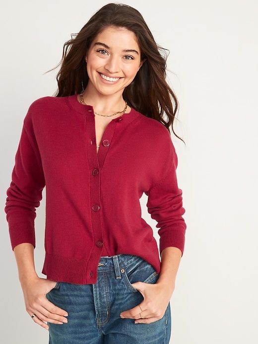 Image number 1 showing, Crew-Neck Cardigan Sweater