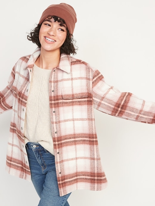 View large product image 1 of 1. Transitional Plaid Utility Shacket for Women