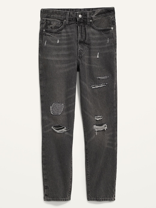 Image number 4 showing, Higher High-Waisted Button-Fly OG Straight Ripped Gray Non-Stretch Jeans