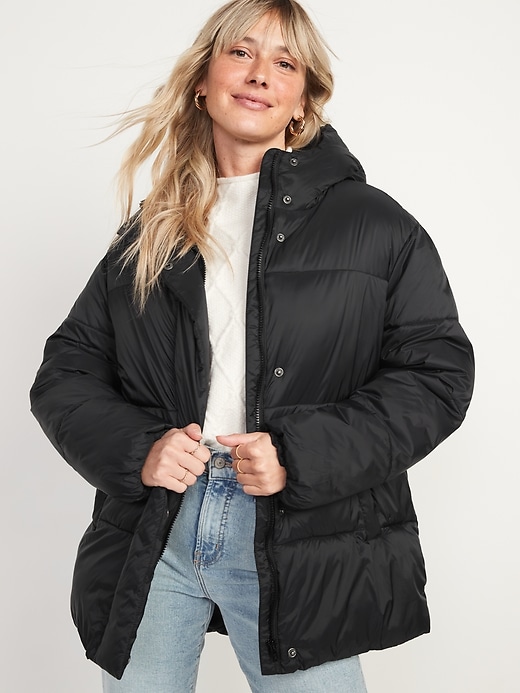 Image number 5 showing, Water-Resistant Hooded Puffer Jacket for Women
