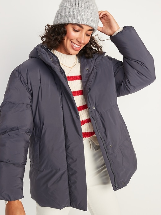 Image number 5 showing, Water-Resistant Hooded Puffer Jacket for Women