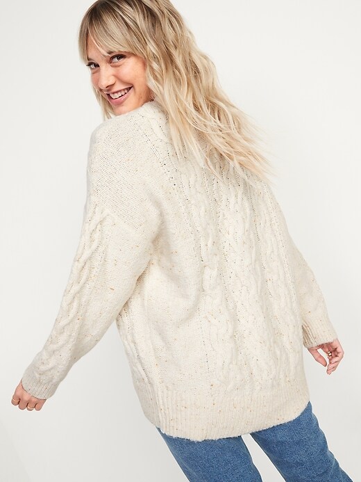 Image number 6 showing, Slouchy Cable-Knit Button-Front Cardigan Sweater for Women