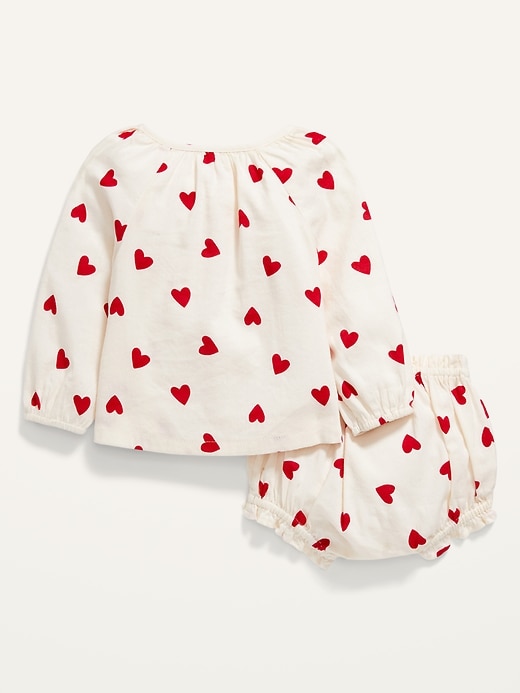 View large product image 2 of 3. Heart-Print Button-Front Top and Bloomers Set for Baby