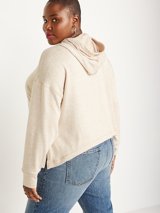 Image number 8 showing, Loose Cropped Sweater-Knit Hoodie