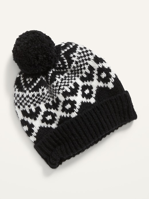 View large product image 2 of 2. Sweater-Knit Pom-Pom Beanie For Women