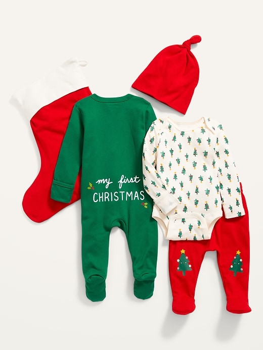 View large product image 1 of 3. Unisex Christmas Layette 5-Piece Set for Baby