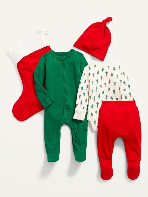 View large product image 2 of 3. Unisex Christmas Layette 5-Piece Set for Baby