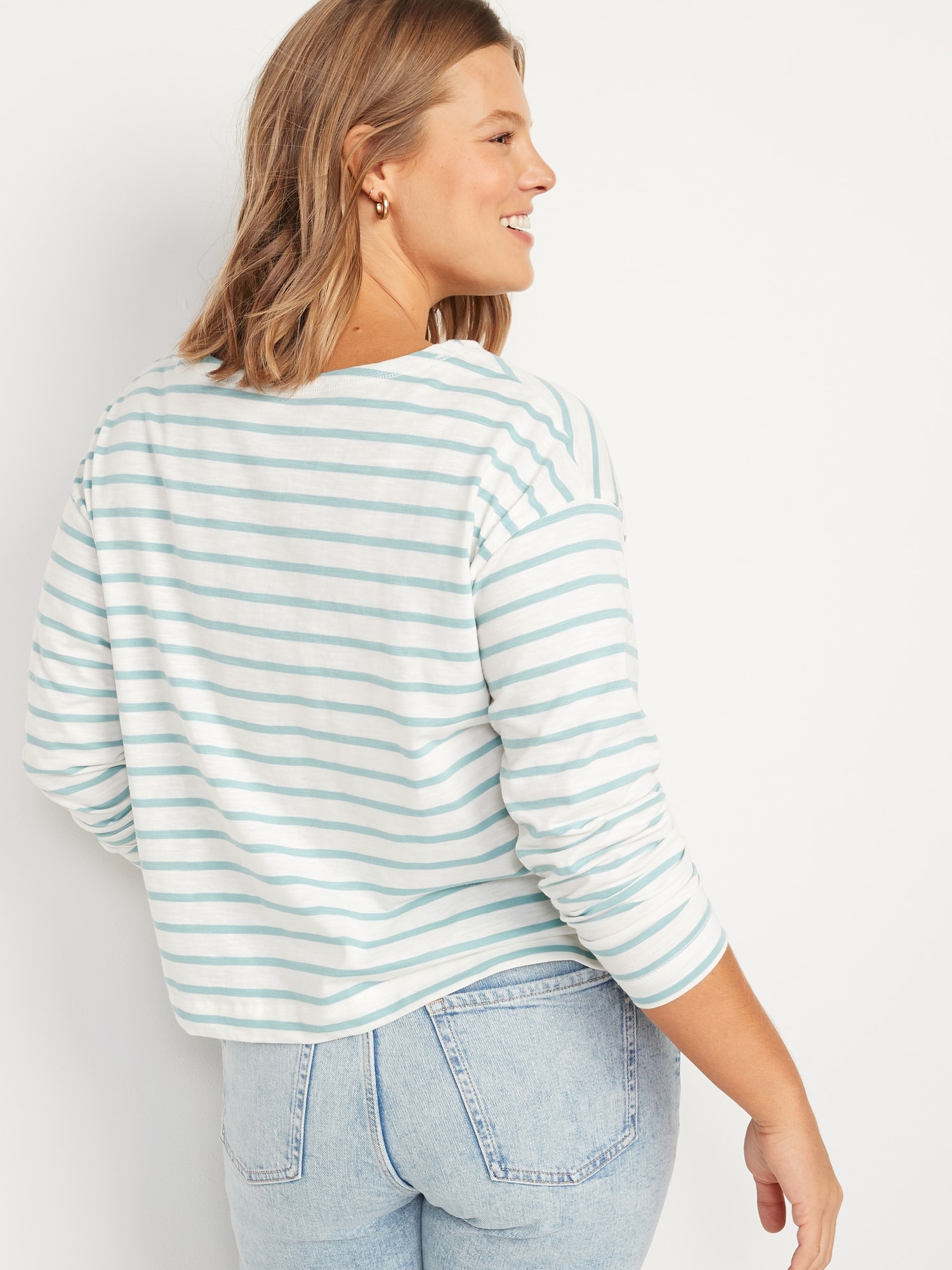 Loose Mariner Stripe Long Sleeve Henley T Shirt Old Navy