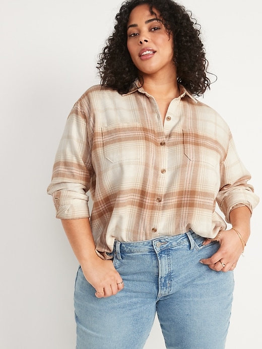Image number 7 showing, Oversized Plaid Boyfriend Shirt for Women