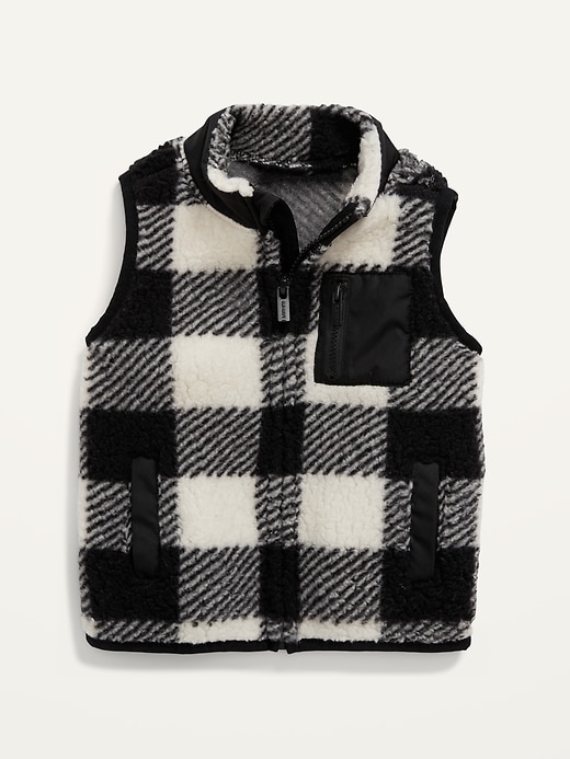 View large product image 1 of 2. Unisex Buffalo Plaid Sherpa Vest for Baby