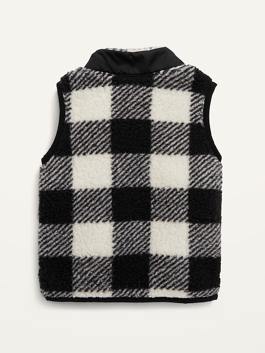 View large product image 2 of 2. Unisex Buffalo Plaid Sherpa Vest for Baby