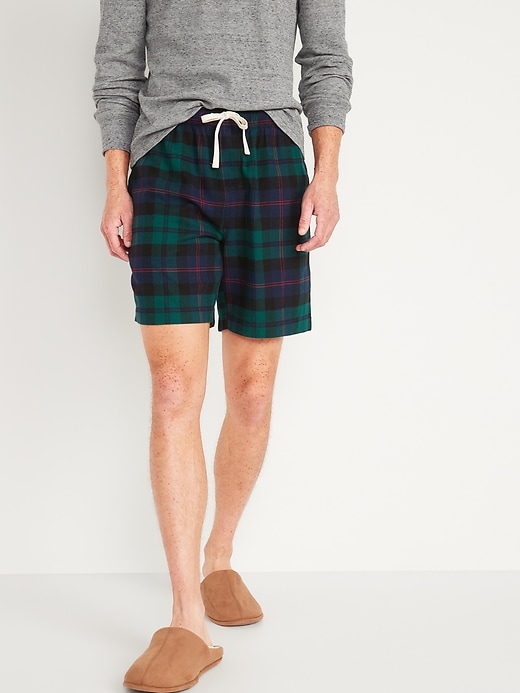 View large product image 1 of 1. Matching Plaid Flannel Pajama Shorts -- 7.5-inch inseam