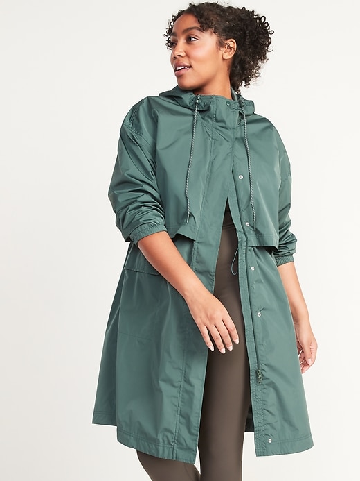 Image number 1 showing, Oversized Water-Resistant Hooded Coat