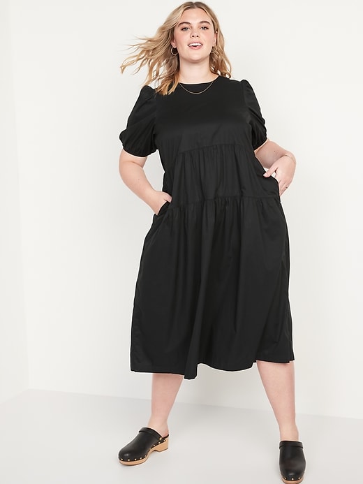 Image number 7 showing, Puff-Sleeve All-Day Midi Swing Dress