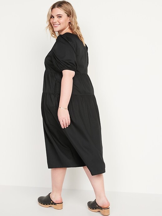 Image number 8 showing, Puff-Sleeve All-Day Midi Swing Dress